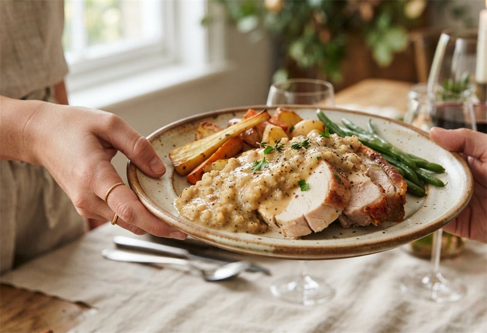 A finished meal made with clean, fruit-based ingredients
